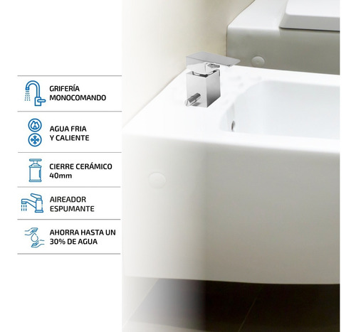 Imagen 2 de 8 de Griferia De Bidet Monocomando Para Baño Y Vanitory Lavatorio