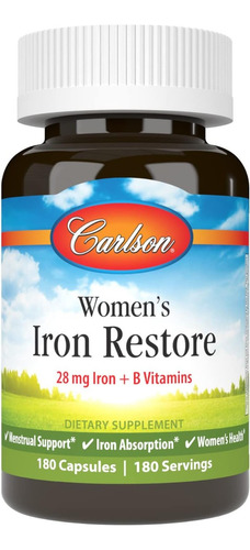 Hierro Para Mujer 28 Mg Carlson 180 Cápsulas