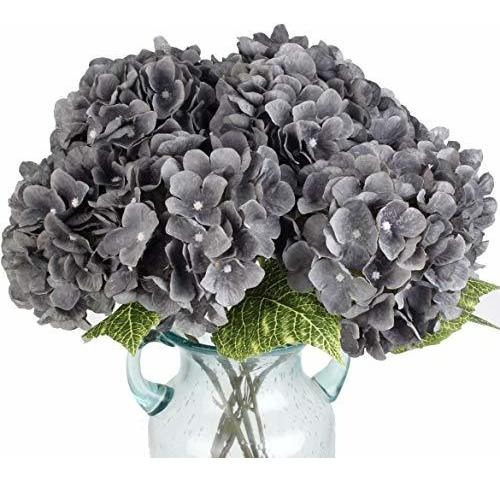 Hortensias Artificiales 1ramo -5flores-diam16cm.- Gris