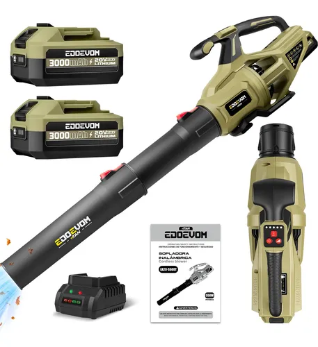 Soplador De Hojas Inalámbrico Brushless 20v 2batería Edoevom