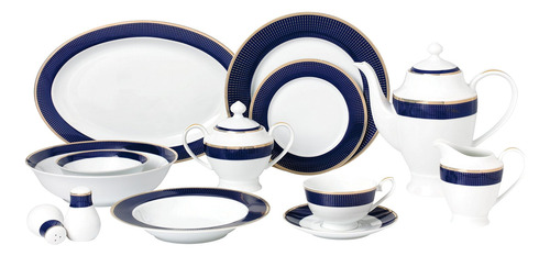Lorren Home Trends Midnight-57 Juego De Vajilla De 57 Piezas
