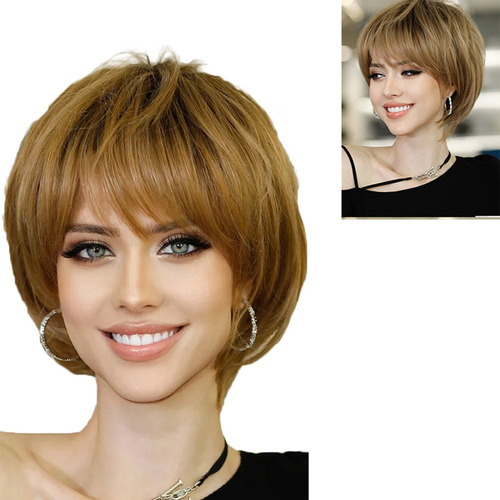 - Pa Peluca Corta Tipo Bob For Mujer, Peluca De Pelo