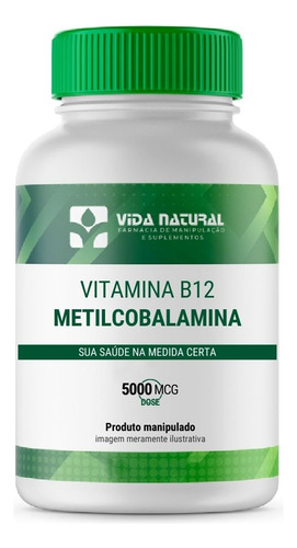 Vitamina B12 (metilcobalamina) 5000mcg 120 Cápsulas Sabor Sem Sabor