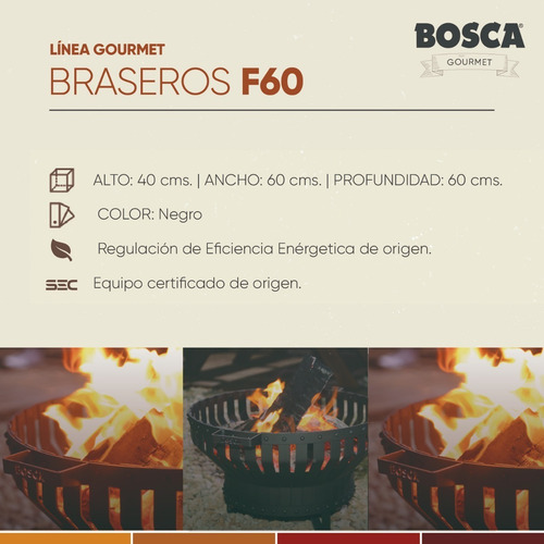 Imagen 3 de 5 de Fogonero Brasero Circular Bosca Fire Pit 60 Cm Diam Asador