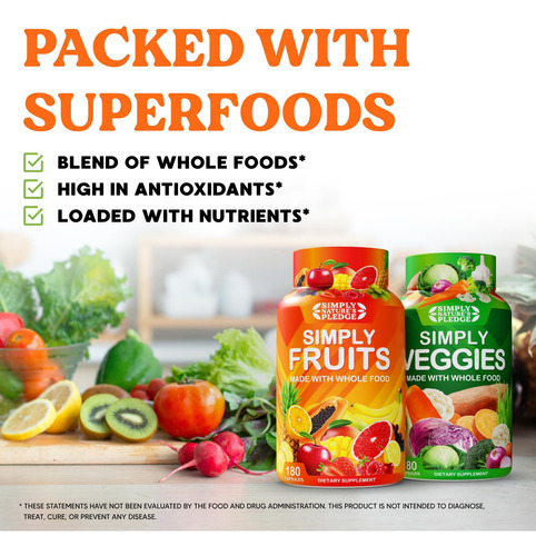 Simply Nature's Pledge 42 Frutas Y Verduras 180 Cápsulas