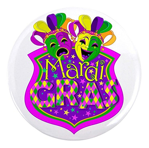 Royal Lion 3.5 Inch Button Mardi Gras Comedy Tragedy Masks