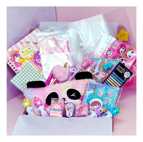 Caixa Kit Papelaria Fofa 15 Itens Kawaii Divertidos - Papelaria Duas Meninas