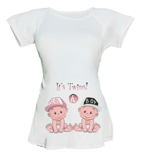 Blusa Para Embarazo Ranglan  Gemelos Cuates Con Gorras