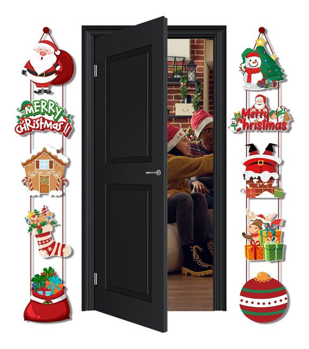 Para Cartel Colgante De Puerta De Feliz Navidad, 1 Par De
