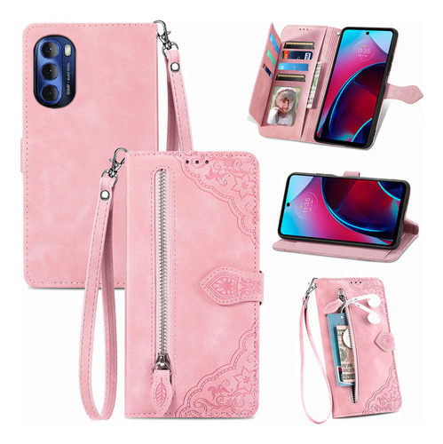 Funda Tipo Cartera De Piel Con Cremallera De Lujo Para Tarje