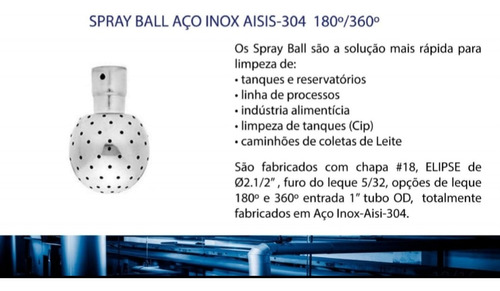 Spray Ball Elipse 2.1/2 Entrada De 1  Aco Inox 304