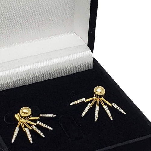 Brincos Spike Cravejados Com Zirconia Banho De Ouro 18k 3761