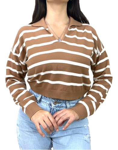 Sweater De Bremer Rayado Con Cuello  - Dama
