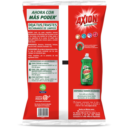 Imagen 3 de 3 de Lavatrastes Axion Limón polvo en bolsa 2 kg