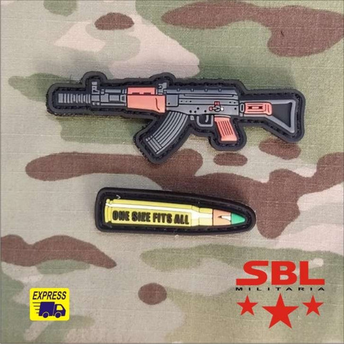 Funny Patch Emborrachado Ak + Bala Traçante De Fuzil