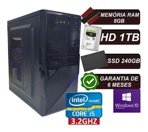 Imagem 1 de 5 de Pc Computador Cpu I5 / Hd 1tb + Ssd 240gb / 8gb Memória Ram