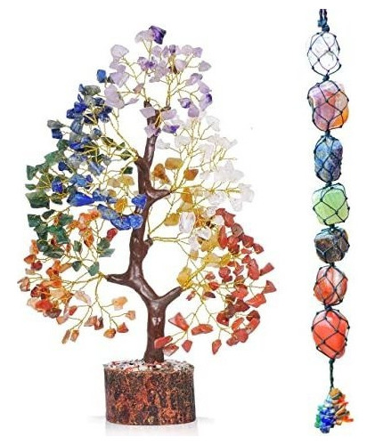 Árbol De Cristal - 7 Piedras De Chakra - Colgador De Pared