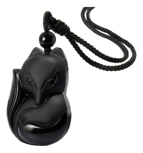 Collar De Obsidiana Negra De Reiki, Animal, Zorr Style 3