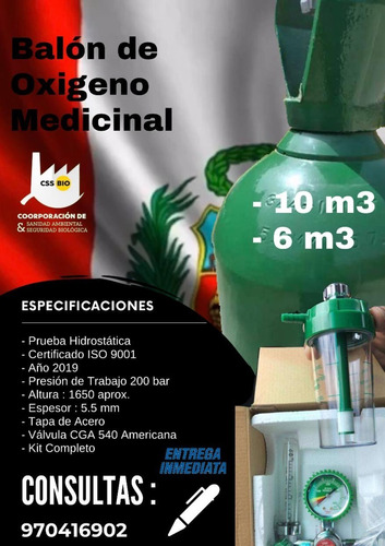 Balón De Oxígeno Medicinal De 10 M3 Con Kit Completo 