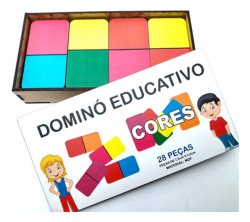 Dominó Jogo Educativo Pedagógico Cores Divertidas -cor 28pçs