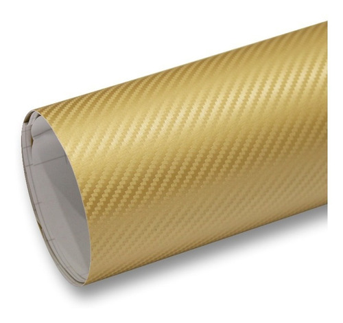 Vinil Fibra De Carbono 3d Dorado/oro Antiburbuja 1.52m X 1m