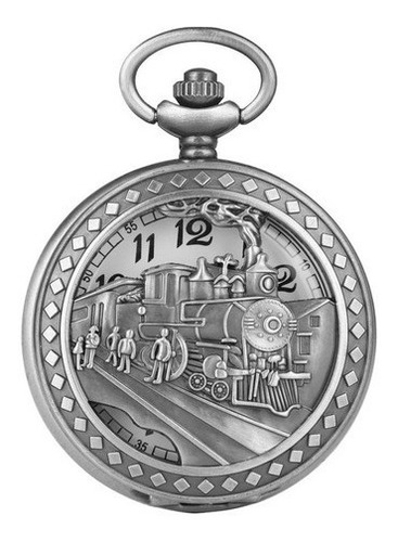 Reloj De Bolsillo Tren Ferrocarril + Estuche Tureldoj