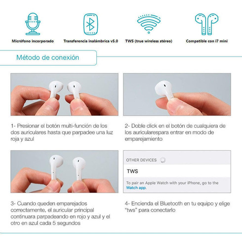 Audífonos Bluetooth Tws Recargables Con Base Kab-408