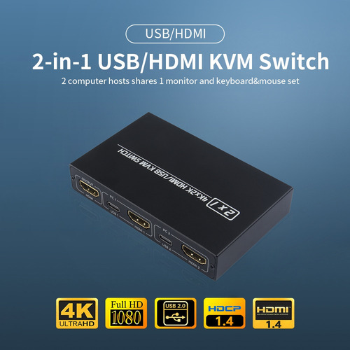 Aimos Am-kvm 201cl 2-em-1 Hdmi/usb Kvm Switch Suporte Hd