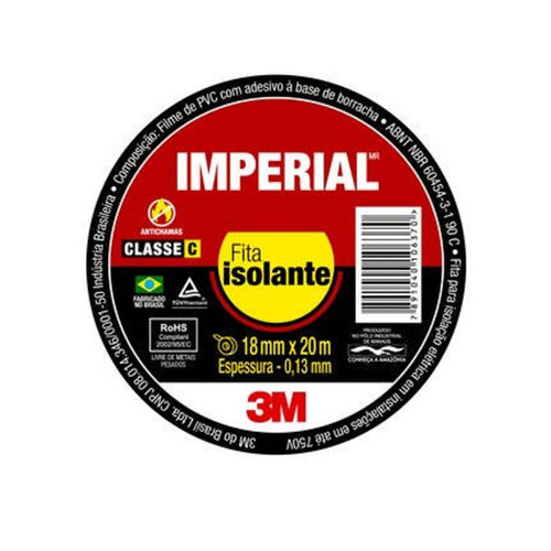 Imagem 1 de 1 de Kit 15 Fita Isolante Imperial Slim 18x20 Metros 3m
