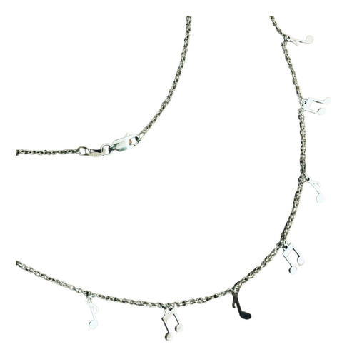 Collar Choker Plata 925 Cadena Moda Mujer Colgante Musica