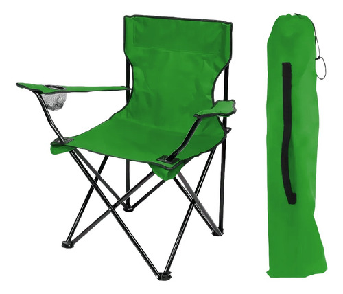 1 Silla Playera Plegable Portatil Para Exteriores Camping Color Verde