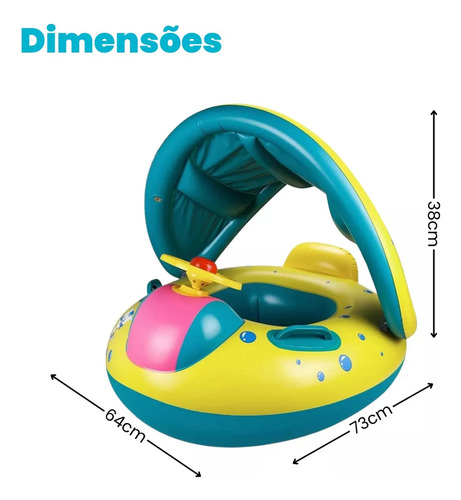 Boia Bote Bebê Infantil Menino Menina Inflável Piscina Praia Bote Cobertura Proteção Raios Uv Tippi