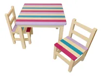 Comprar Juego De Mesa Y Silla Para Chicos De Pino Pintadas Laqueadas