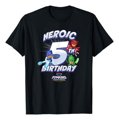Pj Masks Group Shot Heroic 5º Cumpleaños Playera