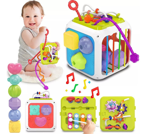 Cubo De Actividades 7 En 1 Juego De Enseñanza Para Bebés Color Blanco