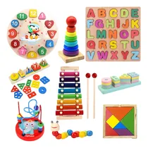 Comprar Pack 10 Juguetes Didácticos De Madera Para Niños Montessori
