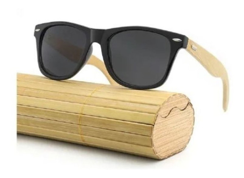 Óculos De Sol Polarizado John Oak Bambu Proteção Uv 400 Cor Preto