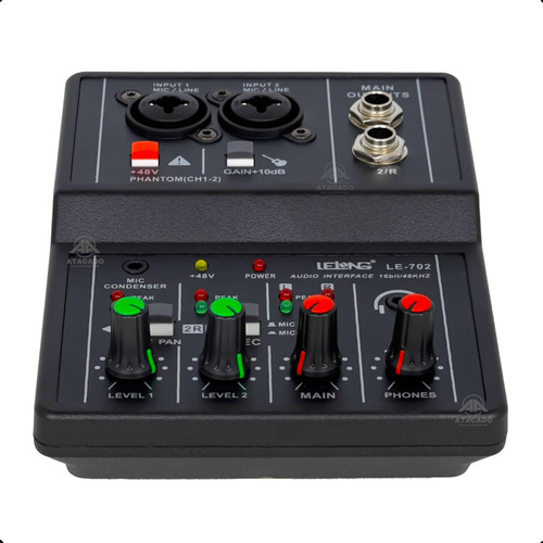 Controladora De Som 2 Canais Mixer Mesa De Ajuste Sonoro