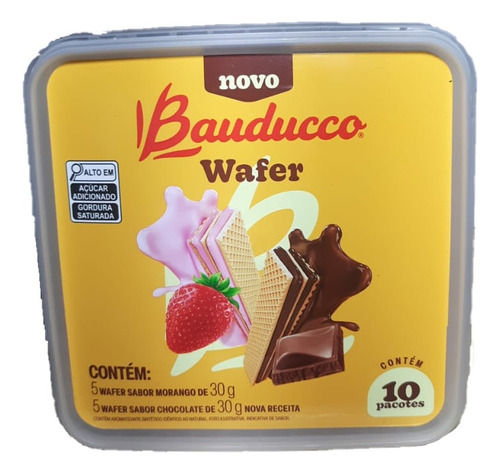 Mini Wafer Pote Bauducco 5x Chocolate 5x Morango Total 300g