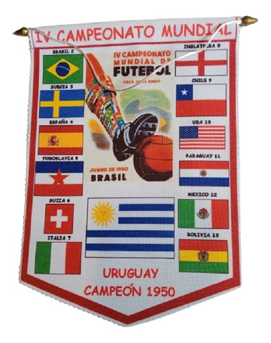 Banderin Mundial 1950 En Brasil. Colección Futbol