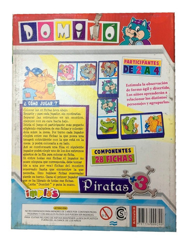 Domino Implas Piratas Infantil 28 Fichas