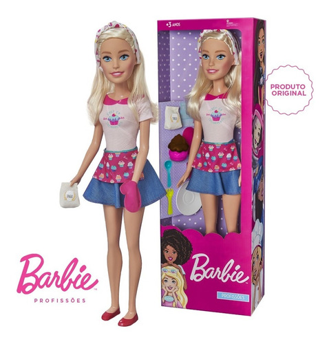 Boneca Barbie 70cm Profissão Confeiteira Articulada - Mattel