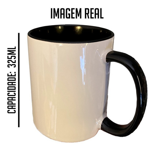 Caneca Fisioterapia Alça Preta 325ml Personalizada + Caixa