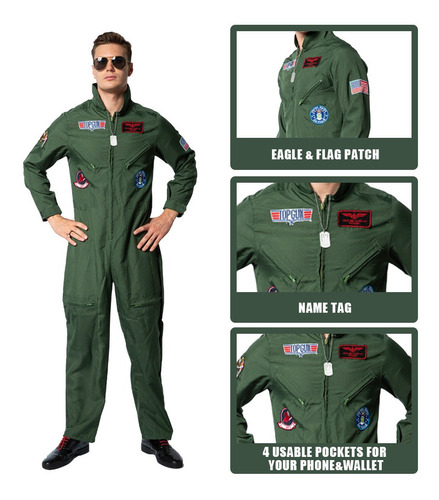 2022 Halloween Top Gun Piloto Adulto Uniforme Cosplay Nuevo