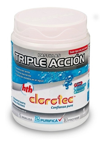 Pastillas Triple Acción Cloro Piletas Piscina Clorotec 1 Kg