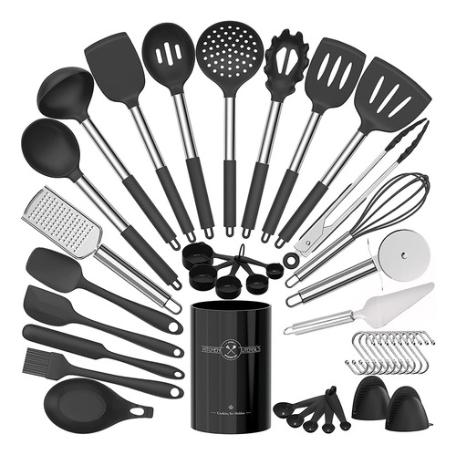 Kit De Utensilios De Cocina De Silicona, 32-piezas Con Mango