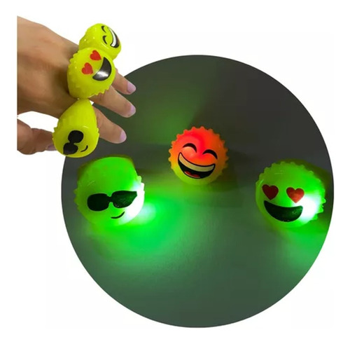 Anillos Emojis Led Luminosos Emoticon Silicona X 20 Emoji