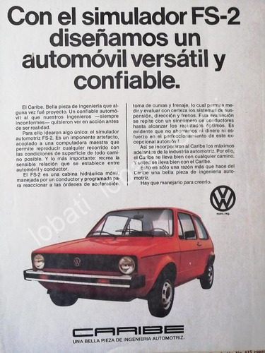 Cartel Retro Lanzamiento De Volkswagen Caribe 1978 1ra Ver.