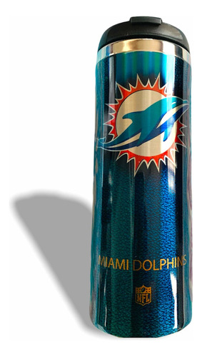 Termo De 450 Ml Miami Dolphins, Personalizado Color Verde Oscuro