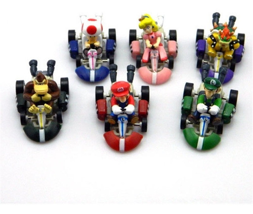 Super Mario Bros Mini Car A Friccion Set X 6 Carrera Karts
